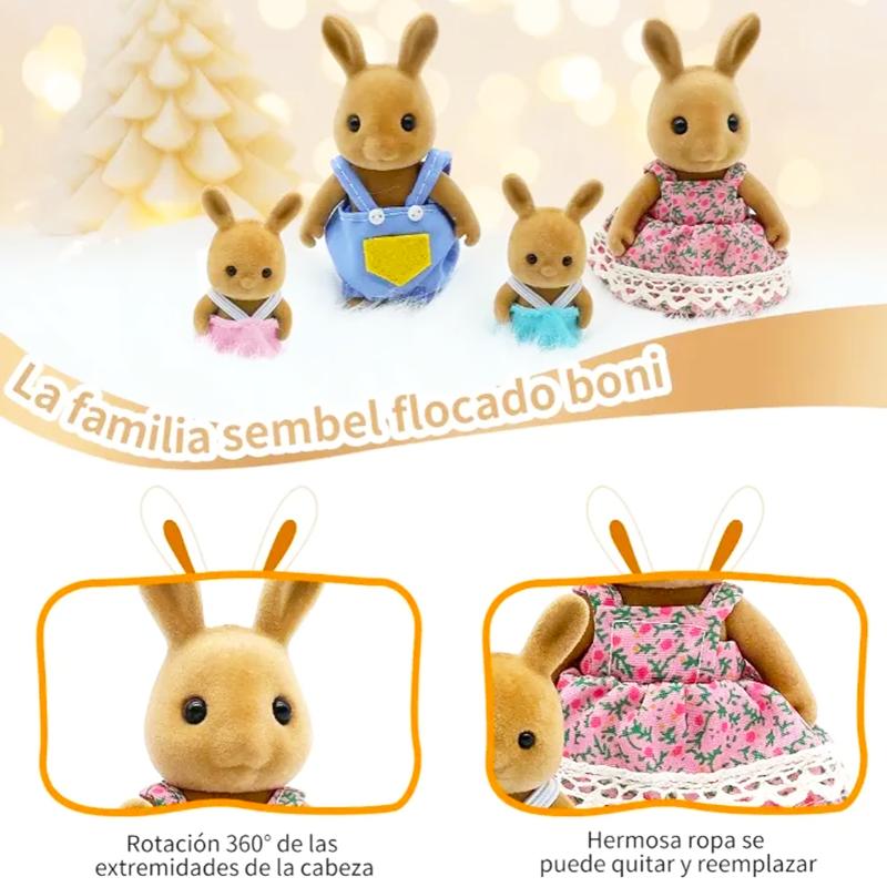 Miniature Dollhouse Pretend Play Figures for Kids Dollhouse Forest Family Doll Rabbit Bear Squirrel Family Animal Birthdays Gift