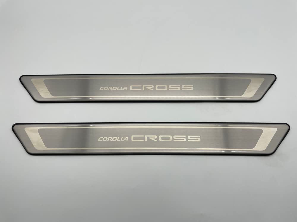 Toyota New Corolla Cross Exclusive Exterior Scuff Plate Side Step Guard Stainless Steel 4PCS [Silver Hairline] CC-MKY
