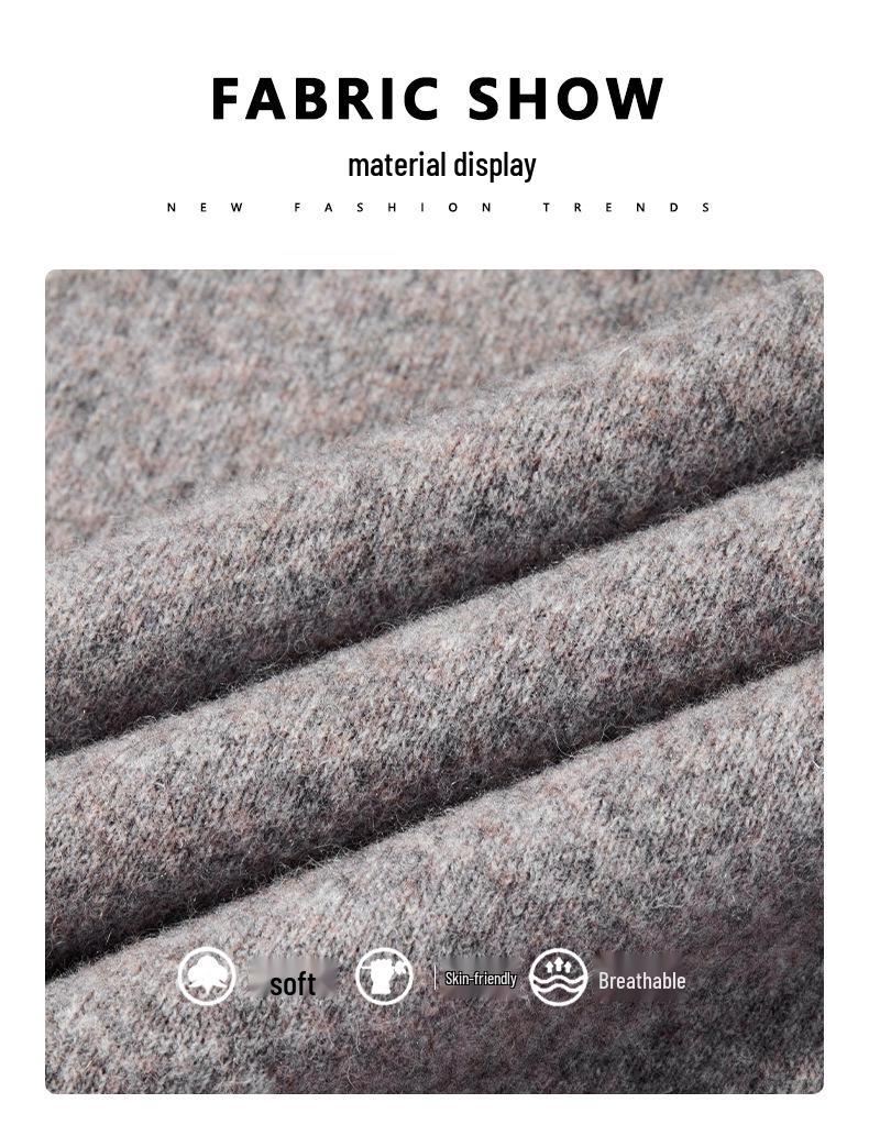 2025 Men's High-Grade Yak Wool Zipper Sweater - Solid Color, Autumn/Winter Knit Base Layer