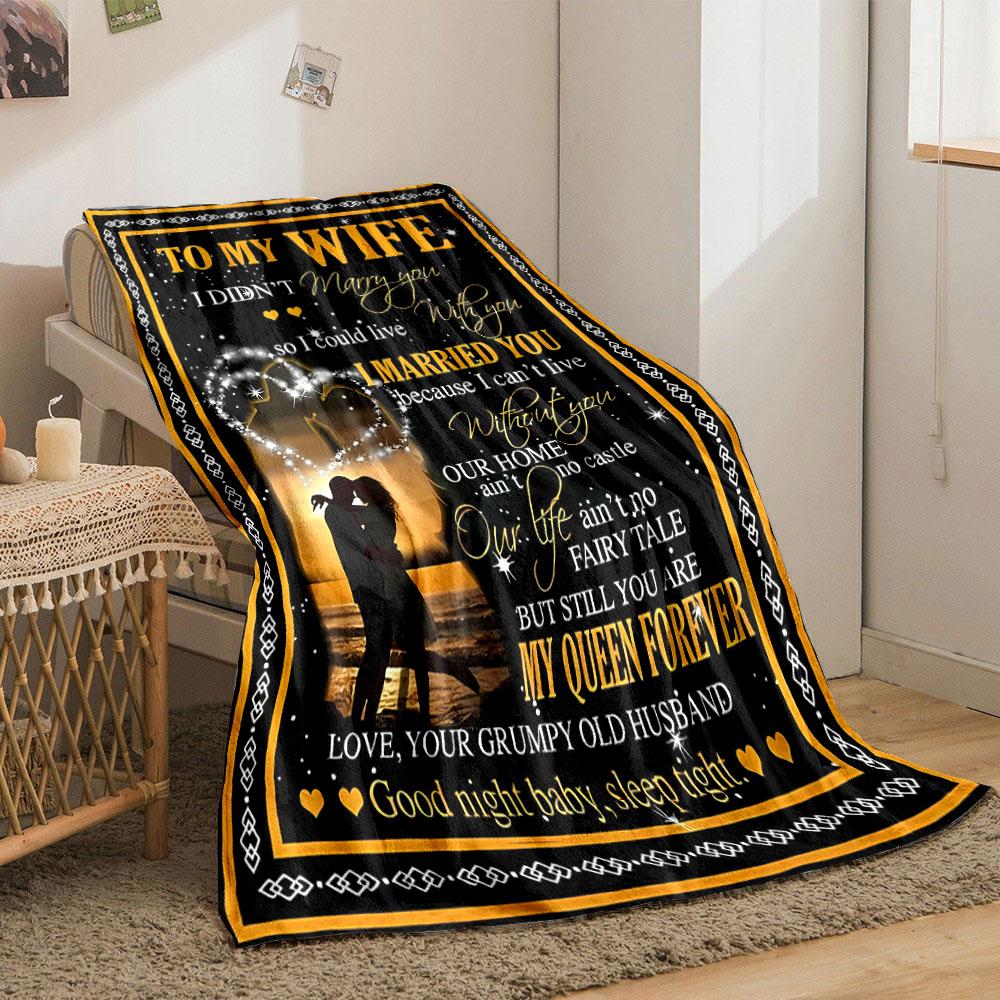 Blanket For Wife Romantic Couple Letter Print bedroom Blanket for Livingroom Couch lunch break Soft throw for Friend's festival Gift