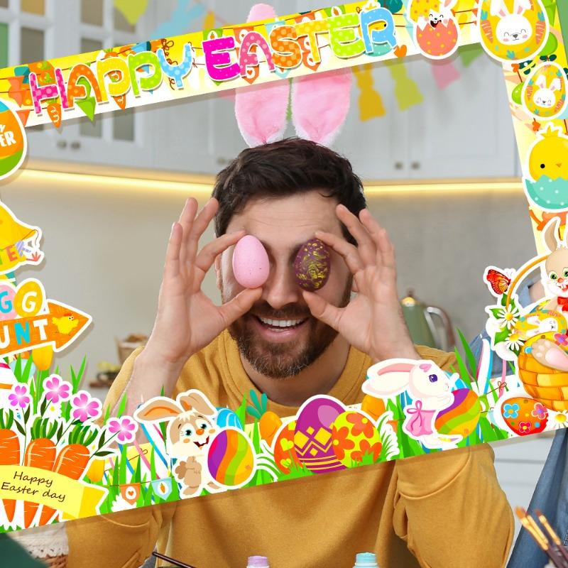 1pc 2026 New Easter Decoration Funny Photo Frame, Paper New Year Photography Props, Party Supplies, Happy Easter Decorations
