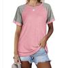 2026 Spring/Summer New Round Neck Color Block Short Sleeve Women's T-Shirt Top