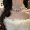 Fashion Faux Pearl Necklace Choker Women Elegant White Versatile Sparkling