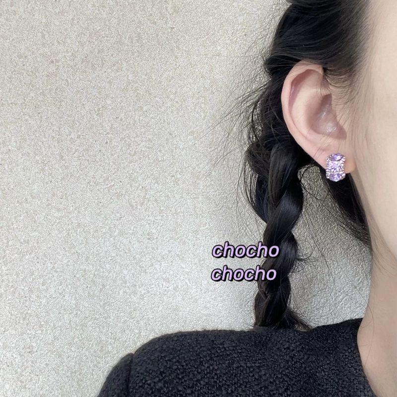 

Chocho Korean Niche Design Stylish Stud Earrings Tipsy fireworks purple 925 silver needle