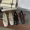 2025 Autumn and Winter New French Retro Square Head Shallow Mouth Single Shoes Women's Versatile One-word Belt Ballet Shoes Women