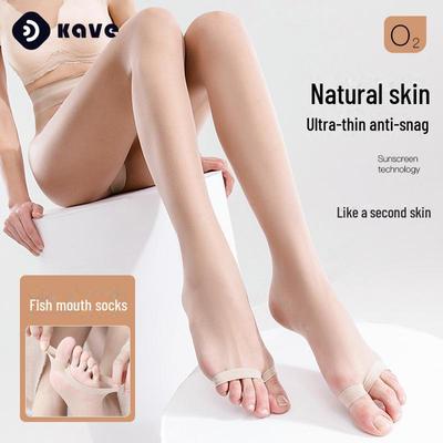Medias ultrafinas de punta abierta con entrepierna en T antienganches para mujer, primavera y verano