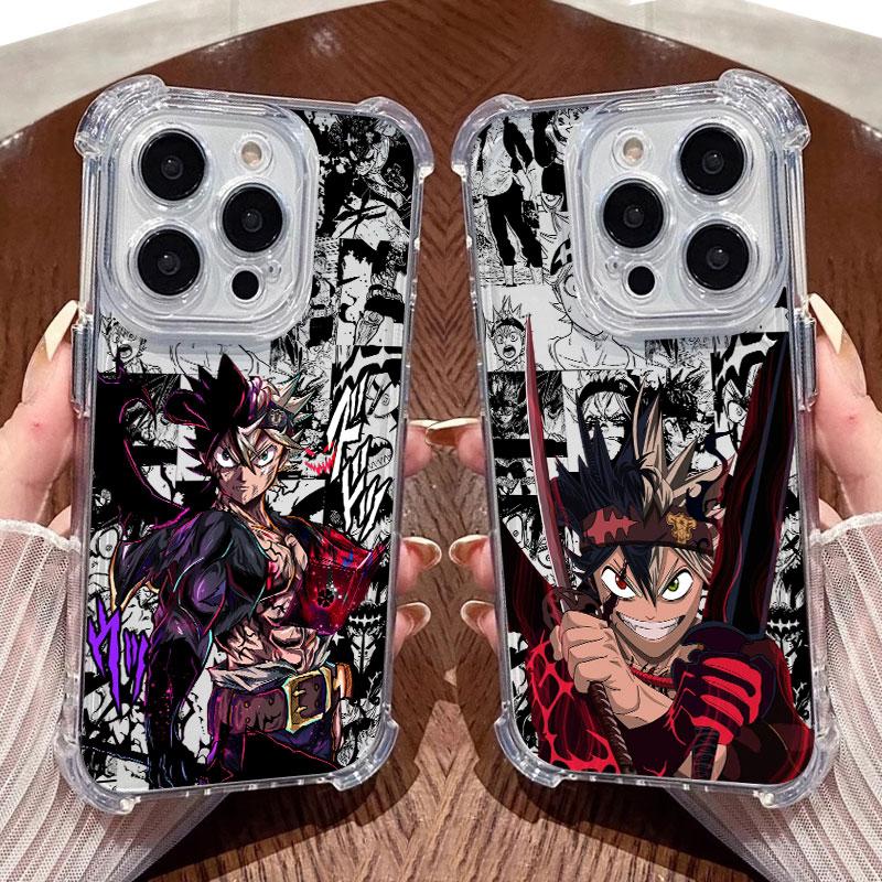 Blacks Anime Clovers Phone Case Clear For iPhone 17 16 14 15 11 12 13 Pro Max 16 E 15 Plus 17Air Soft Shockproof Anti-fall Cover