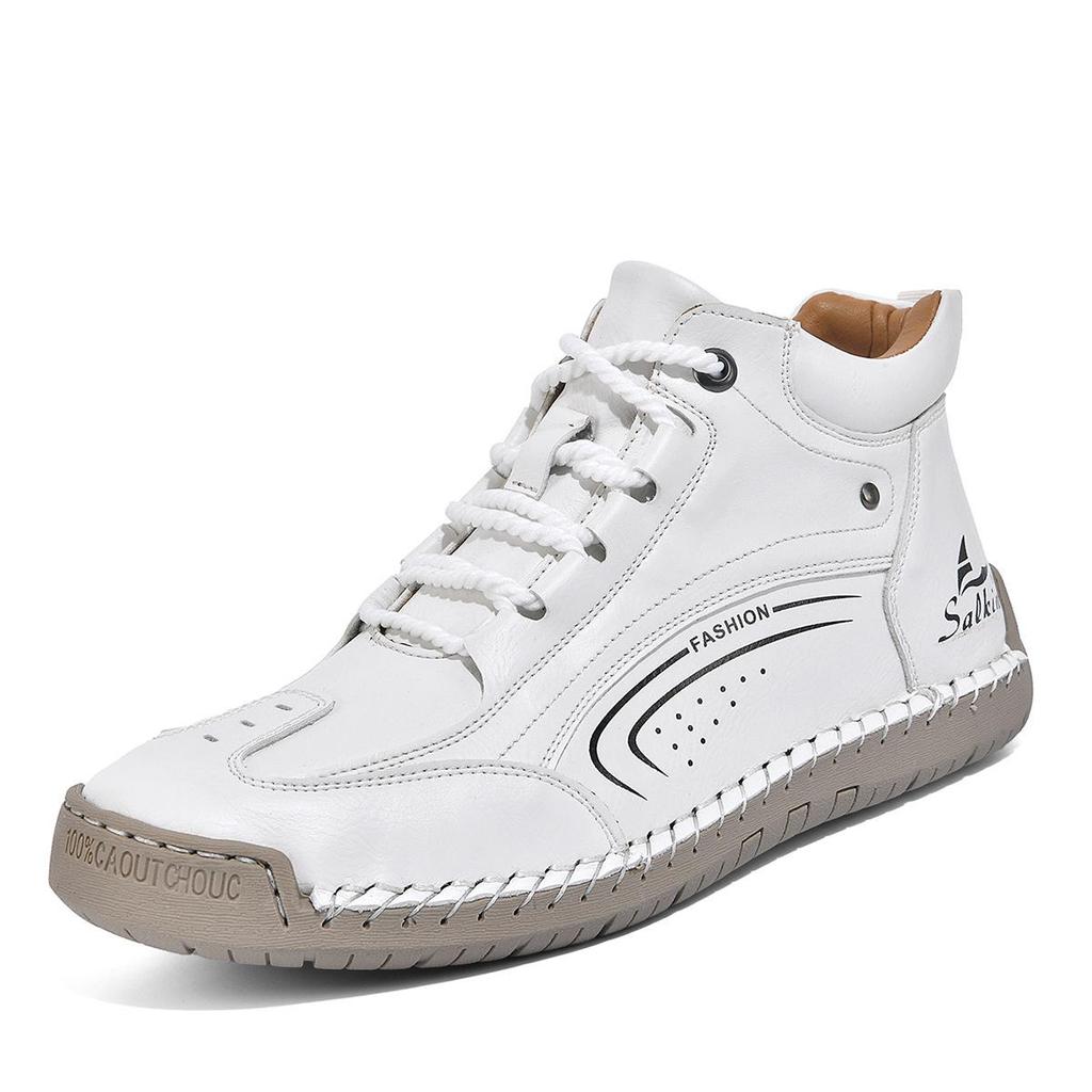 Men's Plus Size Hand-Stitched Leather Fashion Boots - Comfortable Outdoor Casual Loafers by Dr. Martens Street Trend