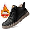 Men's Genuine Leather Winter Ankle Boots Plus Velvet High Top Thick Sole Casual Snow Sneakers