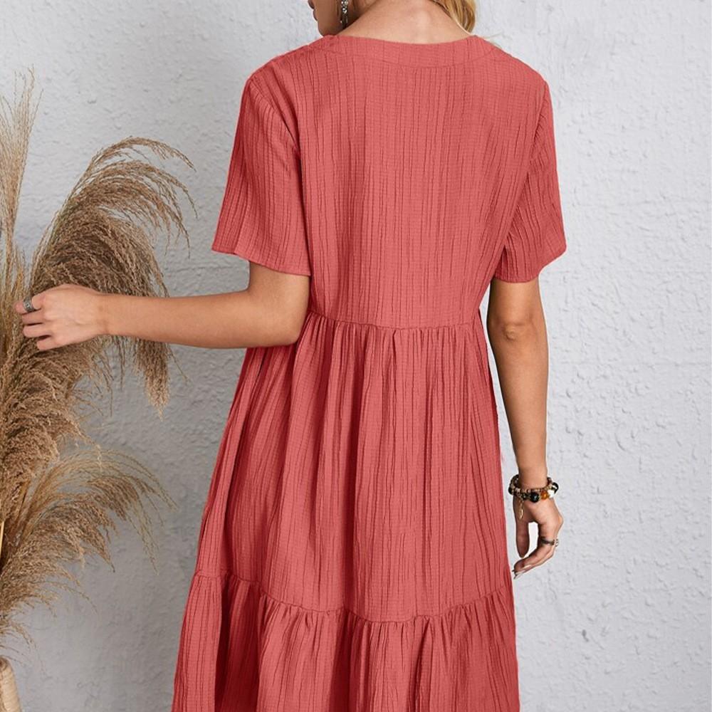 Women Dress Loose Summer Women's Skirt Loose Casual Short-sleeved Waist Elegant Dress