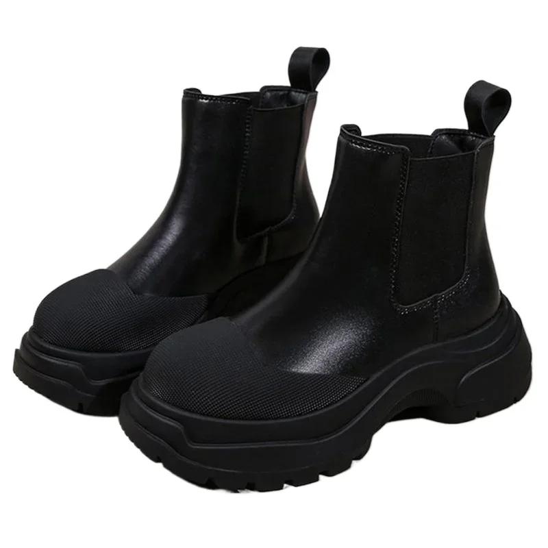 Chelsea Boots Platform Chunky Women Shoes Add plush Winter Casual Sports Shoes Snow Ankle Boots Punk Goth Fad Mujer Zapatillas