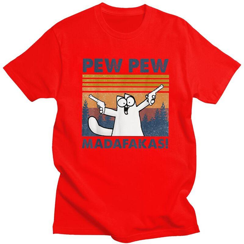 Custom Pew Pew Madafakas Cat Crazy T Shirt for Men Pure Cotton Tshirt Tee Tshirt S