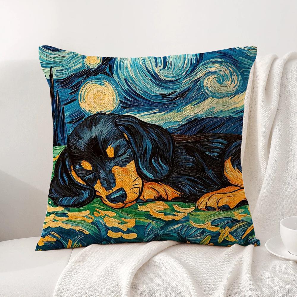 

Catoon Starry Sky Dog Cushion Cover Natural Linen Organic Fabric DoubleSided Printing Sofa Home Decor Breathable Bed Pillow 30x30cm