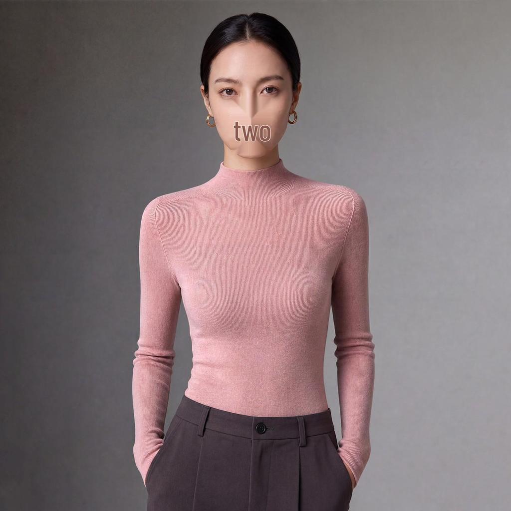 Machine Washable Slim-Fit Merino Wool Sweater with Half-High Neck.
