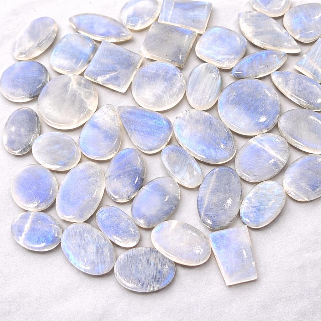 AAA Rainbow Moonstone Cabochon Wholesale Lot – Flashy Natural Gemstone Crystals