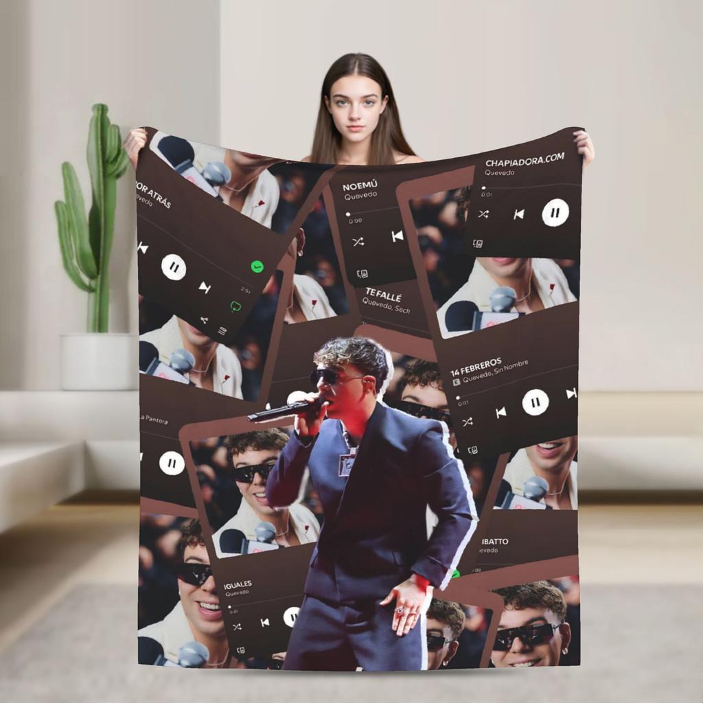Rapper Quevedo Flannel Blanket Autumn Warm Throw Blanket for Girls Boys Bedroom Print Bedspread Sofa Bed Cover