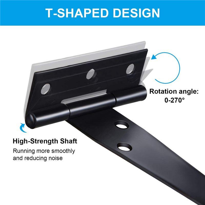 A84X-30 PCS 4 Inch T-Strap Hinges Rustic Gate Strap Hinge Rustproof Gate Door Black Hinges For Windows, Fence And Barn Gates