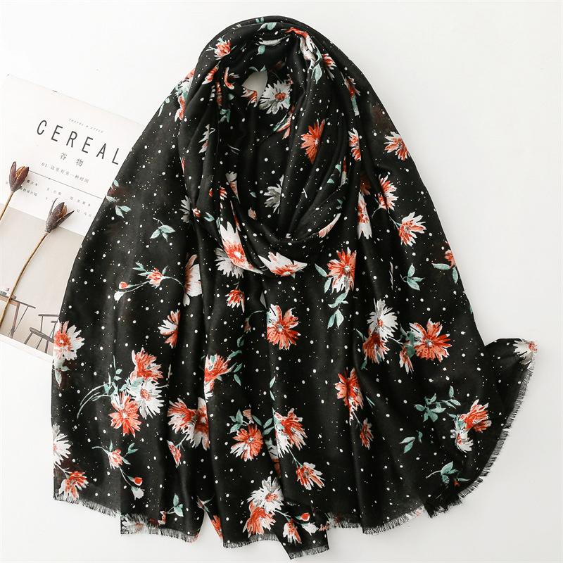 New Floret Cotton Pashmina Shawl Lady Wrap Warm Winter Scarves Autumn Design Print Female Foulard Beach Stoles Luxury Scarf