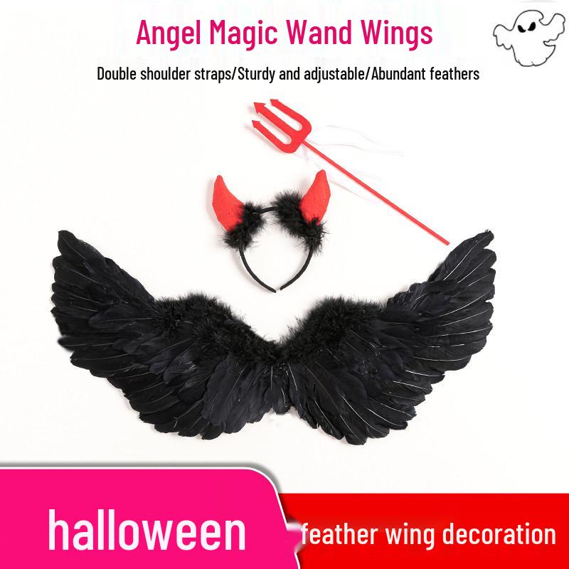 Colorful Angel Feather Wings Costume for Adults and Kids - Perfect for Halloween, Christmas, and Children's Day.