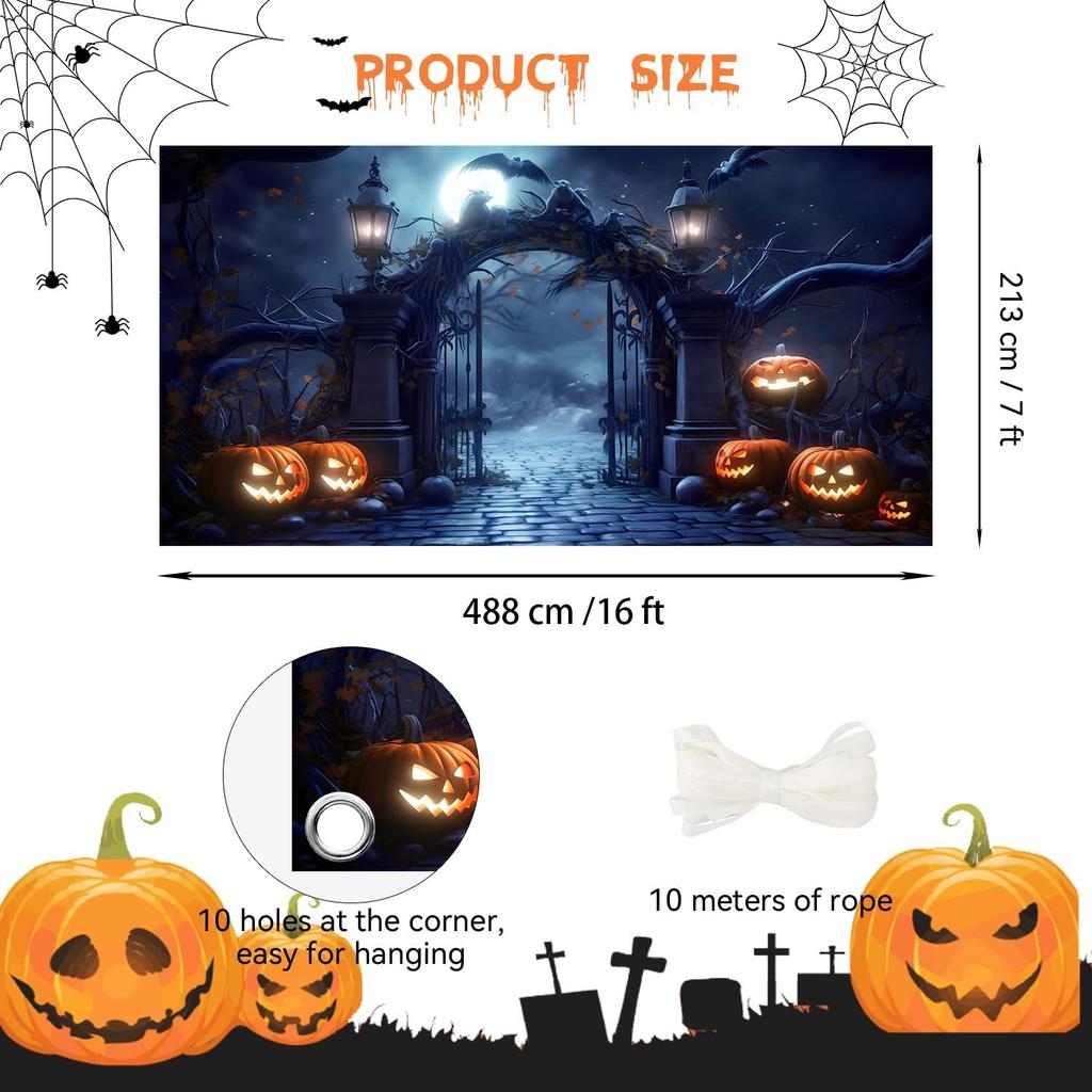 7x16Ft Halloween Garage Door Cover Large Hanging Backdrop Garage Door Banner