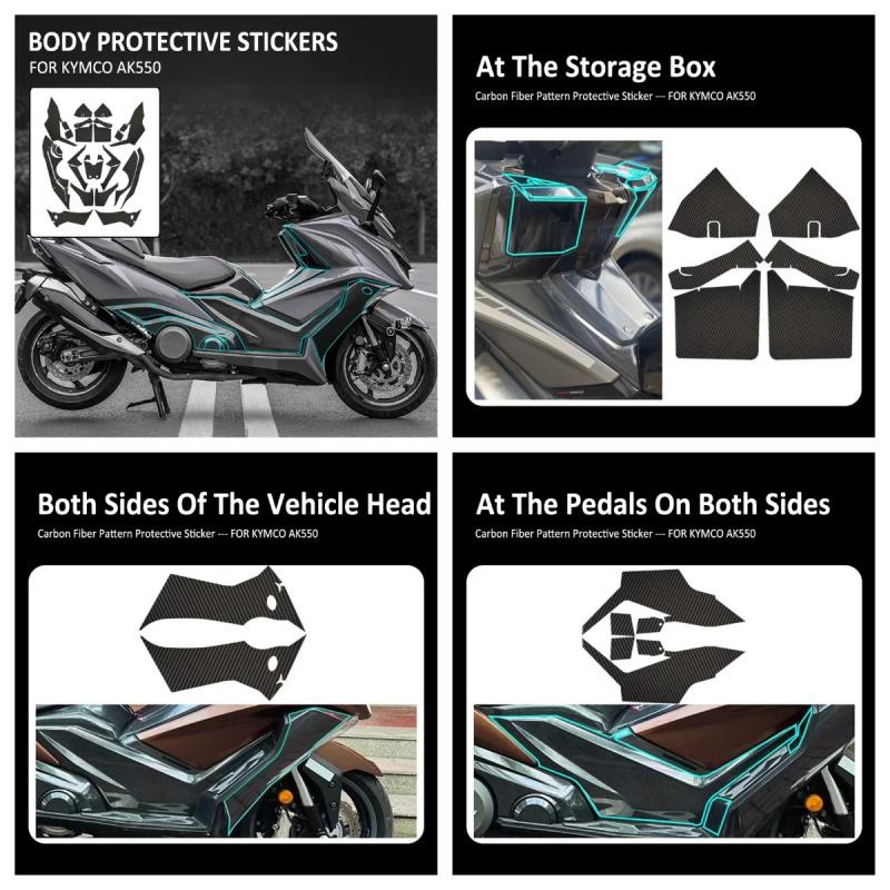 For Kymco AK550 AK 550 NEW Motorcycle Body Anti Scratch Rubber Carbon Fiber Pattern Decorative Protective Decal Sticker Pad