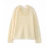 Korean Sweet Style 3D Floral Ribbon Wool Knit Top with Hollow Long Sleeves