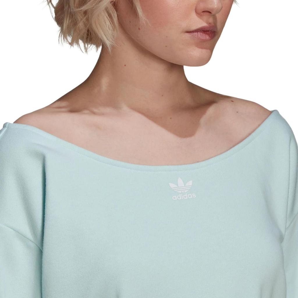 Adidas Originals SLOUCHY CREW Sweatshirt Women's Blue (Unisex) Sweatshirts HU1645