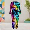 Damen Übergröße Tie-Dye-Print Rundhals Langarm Bündchen Zweiteiliges Hosen-Set Mit Taschen