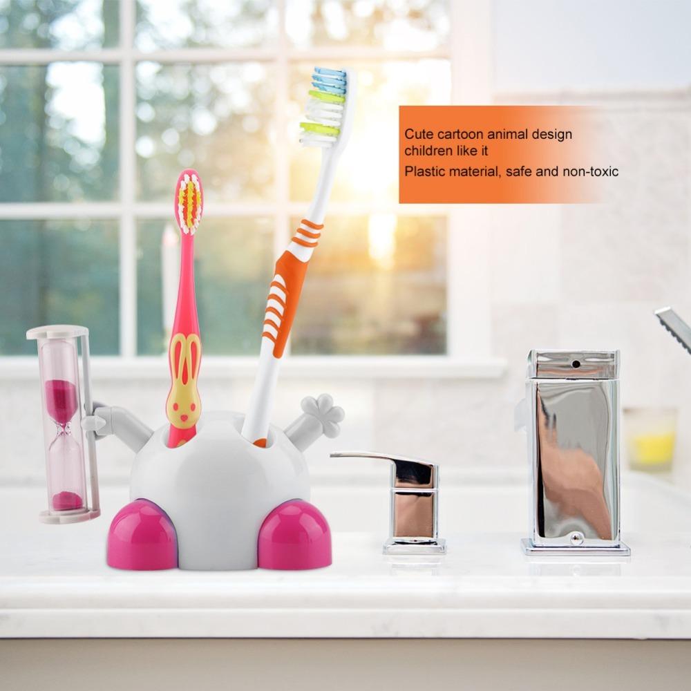

3 Minutes Countdown Time Toothbrush Holder Plastic Brush Holder Family Use рожевий