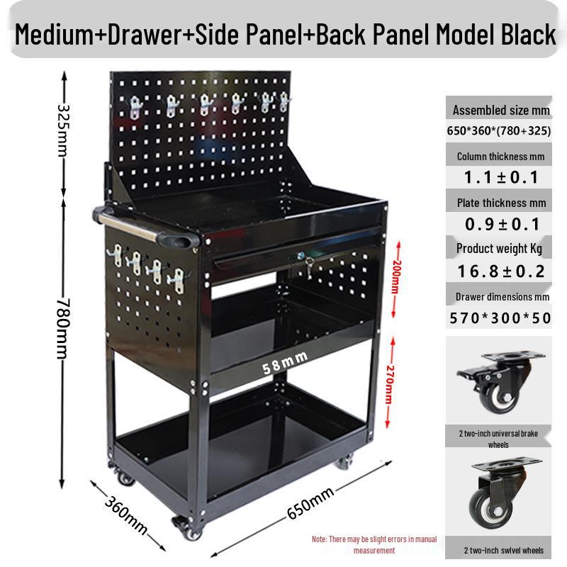 Compact Three-Layer Mobile Tool Cart for Auto Repair and Storage