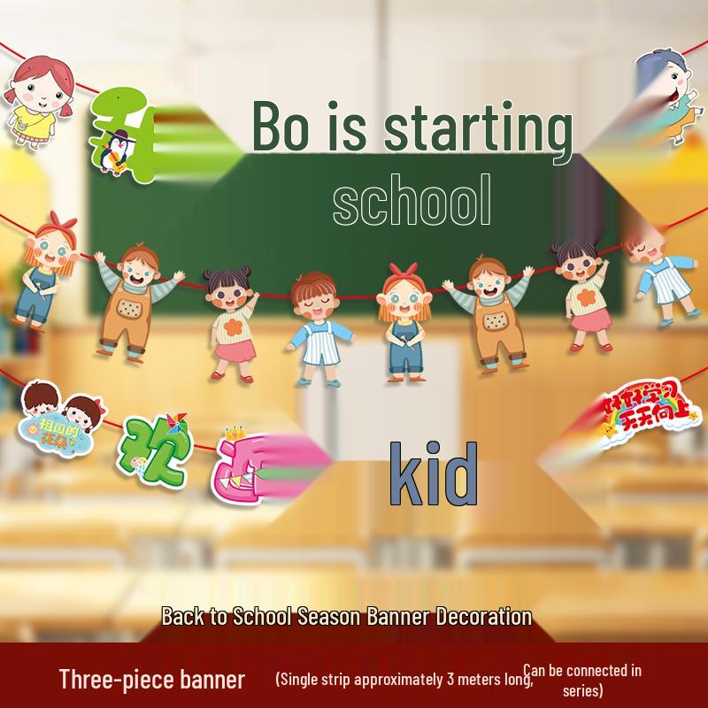 Kreative Back-to-School Cartoon Banner Dekoration für Klassenzimmer und Kindergärten