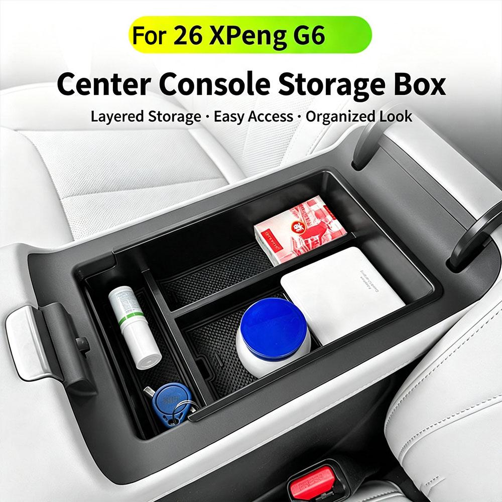 For Xpeng G6 2026 Storage Box Armrest Box Central Control Handrail Box Protective Cover Modified Car Interior Accessories