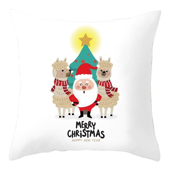 Cartoon Christmas Dog Car Pattern Pillow Case Festive Home Decoration Office Car Cushion Pillow Case