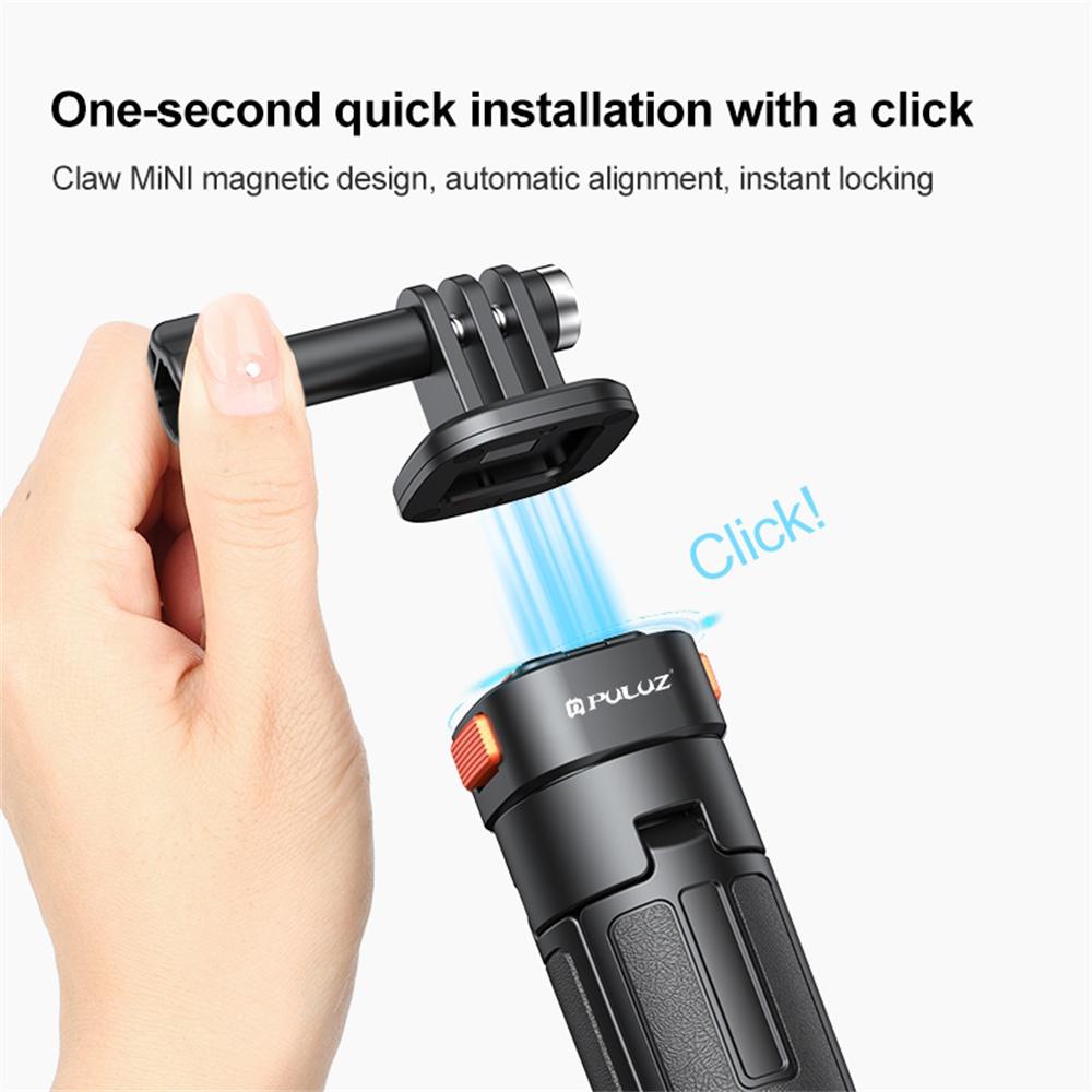 PULUZ PU729B Mini Magnetic Quick Release Tripod Adjustable Height Portable Selfie Stick for Action Cameras