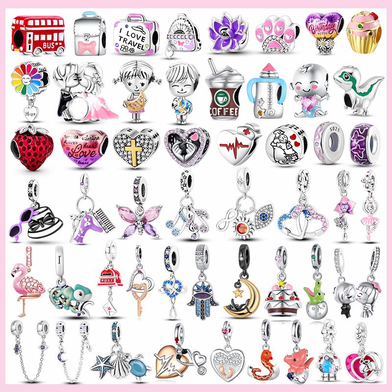 

Новый Стерлингового Серебра 925 Розовый Фламинго Шарм Череп Шарик Сова Кошка Панда Жираф Подвески Для Оригинального Подвески Браслет Ювелирные Изделия