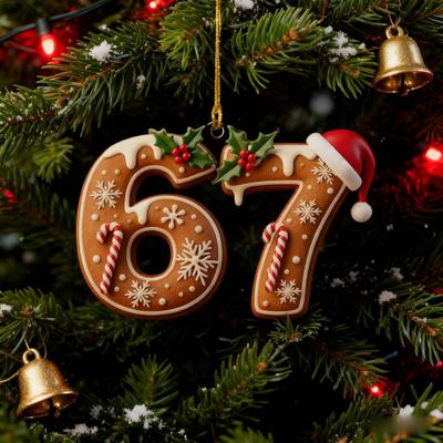 2 Buc 67 Ornamente de Crăciun Amuzant Șase Șapte Om de turtă dulce Ornament agățat Acrilic Decor pentru pomul de sărbători Cadou pentru Adolescenți Copii Familie Prieteni Colegi