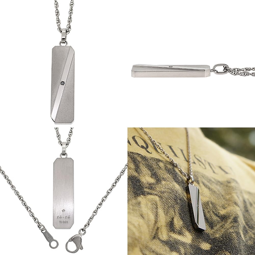 fe-fe x phiten [Special Edition] Phiten Matte Plate Black Diamond Titanium Necklace for Men and Women, Simple Design