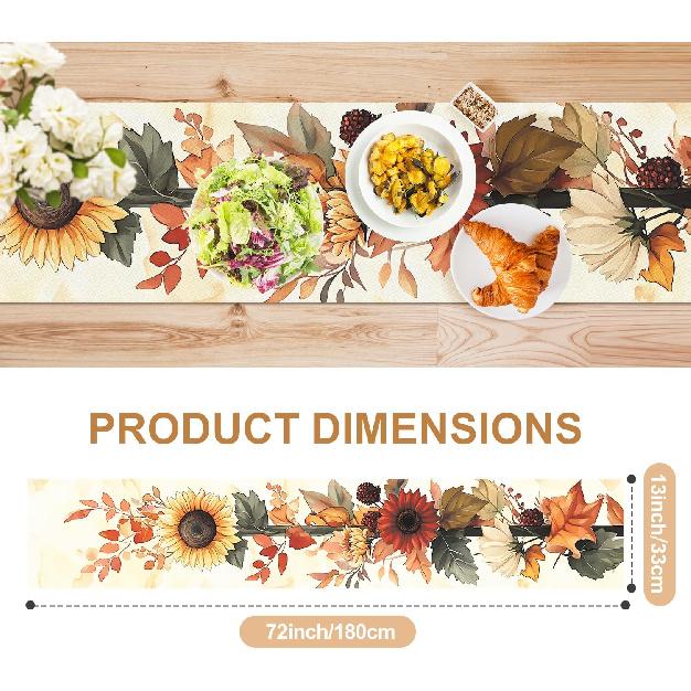 Floral Printed Dining Table Scarf Floral Leaves Table Runner Kitchen Dining Table Decoration for Home Party Decor 13x71 Inch (Multicolored-10, 13x71