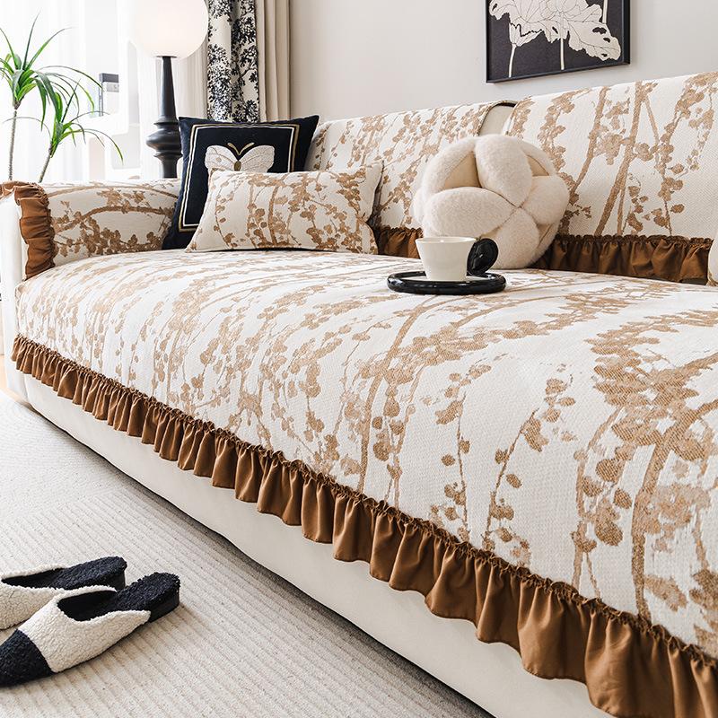 Chinese Retro Ink Painting Tree Branch Sofa Cushion New Living Room Light Luxury Non-Slip Sofa Seat Cushion Home Sofa Cover