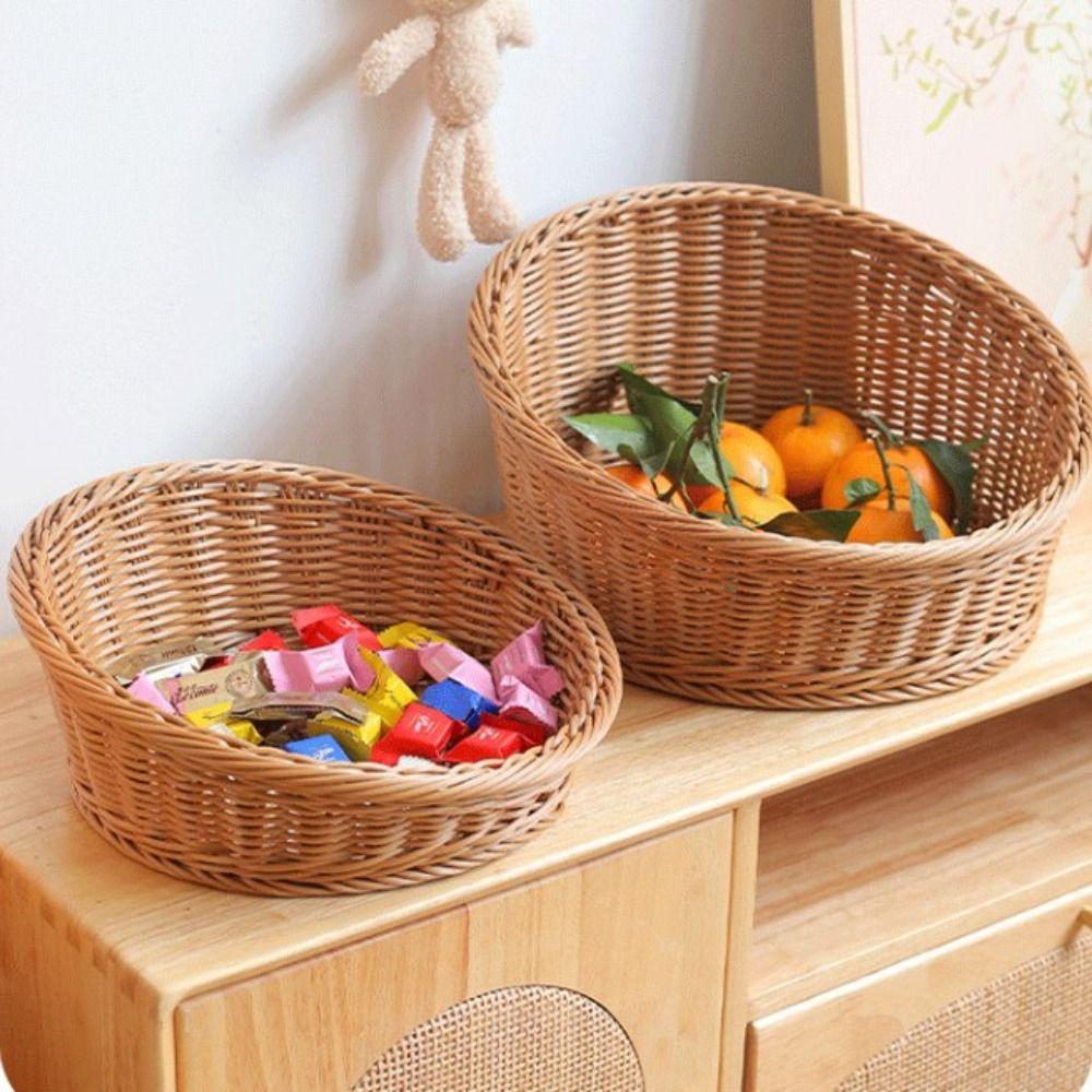 Household Imitation Rattan Wicker Basket  Restaurant Serving Tabletop Display