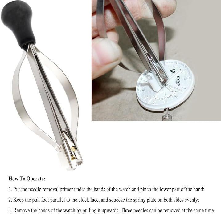 Spring-loaded Watch Hand Setting Tool Kit: Pliers, Hand Remover, and Setter Pen