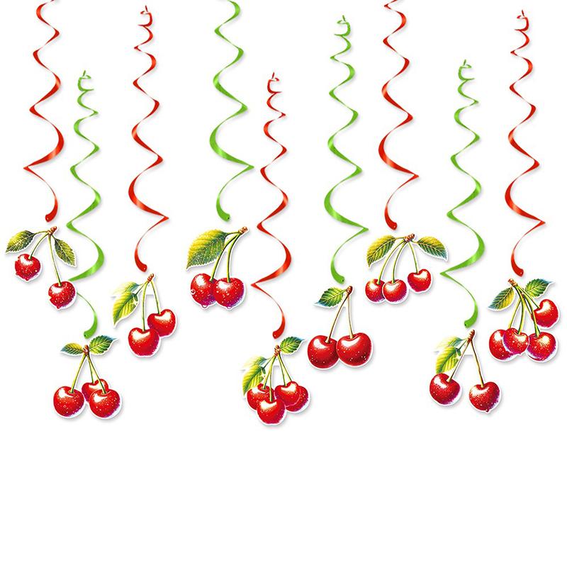 Cherry Birthday Party Decoration Banner Spiral Pendant Birthday Party Decoration Supplies