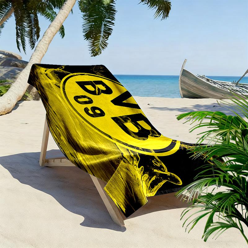 Borussia Dortmund Print Beach Towel, Large Soft Quick Dry Towel for Beach Camping Swimming