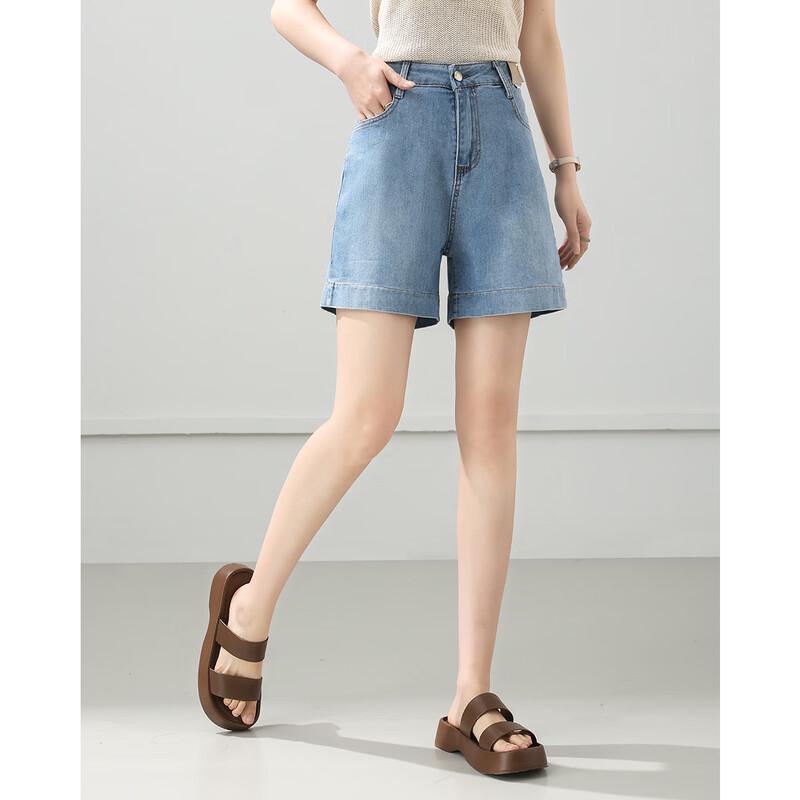 TERRE BLEUE Women's High-Waisted Denim Shorts
