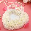 Boîte de Mariage Romantique en Forme de Cœur Décorée de Strass Coussin(blanc)