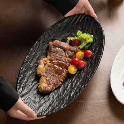 Ceramic Fish Plate Household Light Luxury Steamed Fish Plate Japanese-Style High-Grade Denier-Shaped Vegetable Plate New High Temperature Resistant Pl