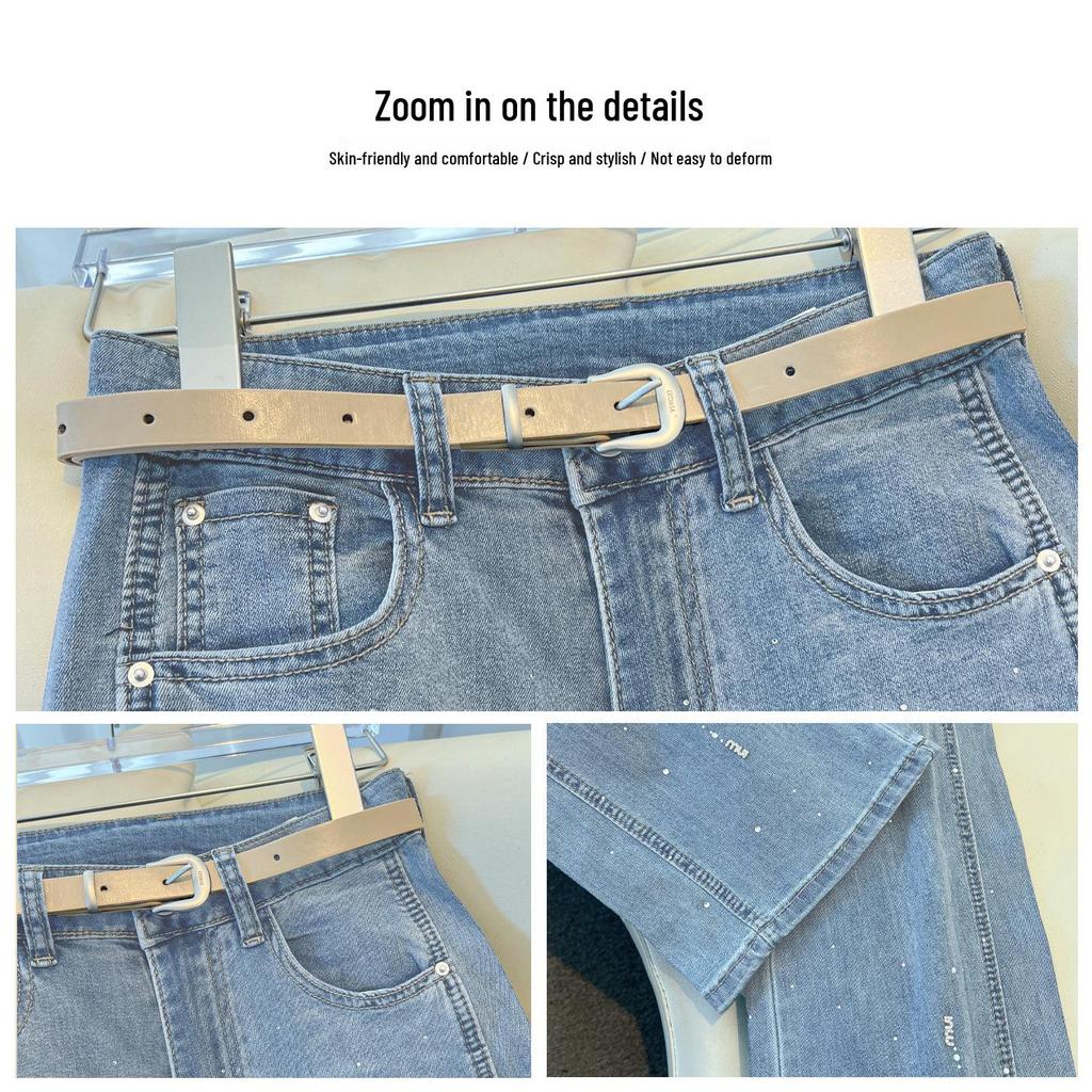 Women's Rhinestone Wide-Leg Jeans: 2026 Spring/Autumn Drape Slimming Pants