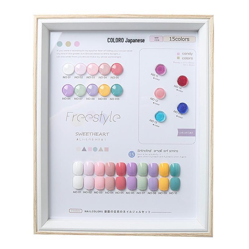 10" Japanese Wooden Nail Art Photo Frame with Nail Tips Display for Gel Polish Chart