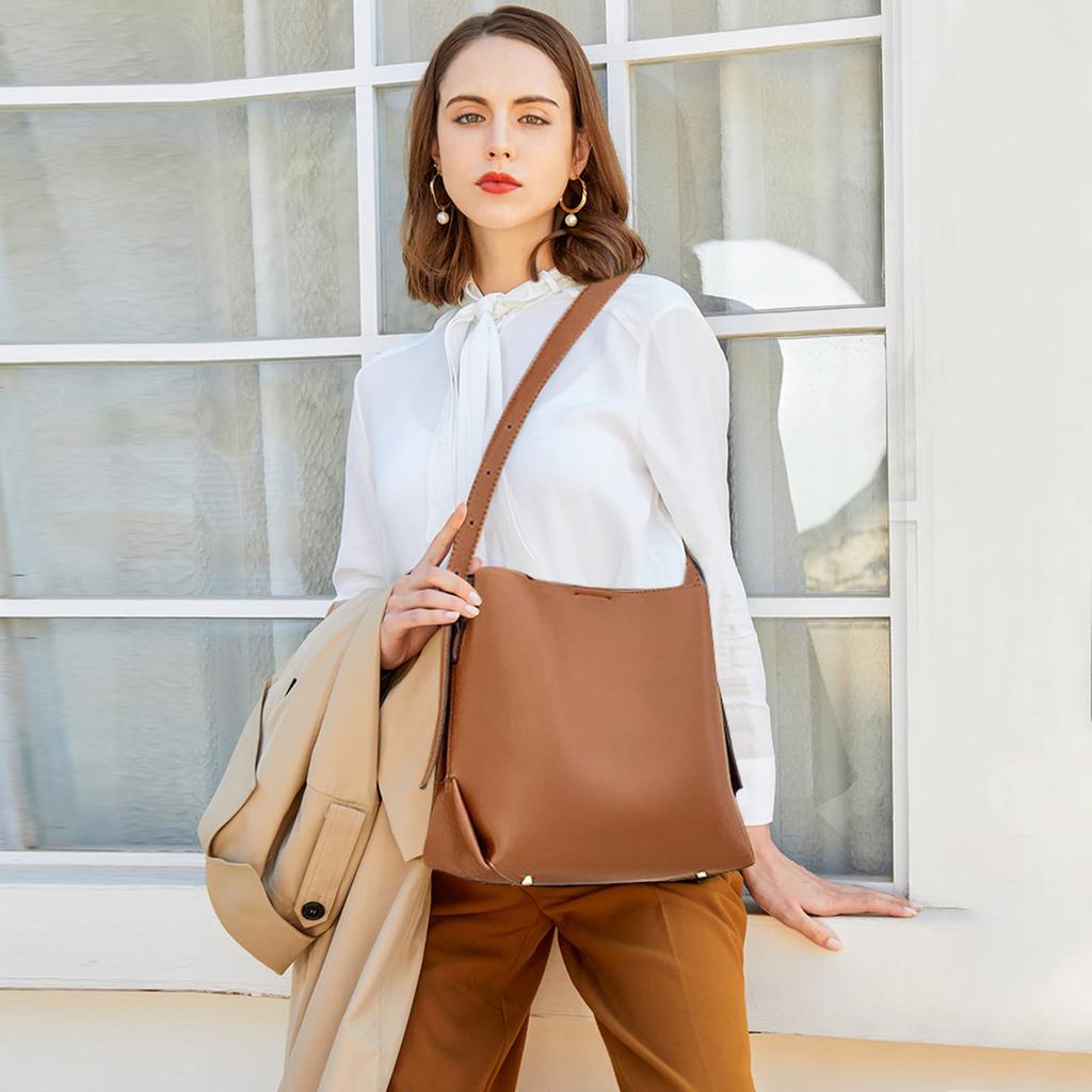 NICOLE & DORIS Women's Tote Bag, Bucket-Style, Crossbody Bag, Large Capacity, Waterproof, Lightweight, PU Leather, 2-Way, Adjustable Strap, Perfect