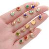 10pcs/lot Stainless Steel Rhinestones Peach Heart Charms Shiny Jewelry Findings for DIY Necklace Earring Hair Accessory